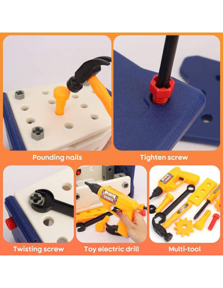 Juego de Herramientas para Niños Whimtoyland 58 PZS con Taladro