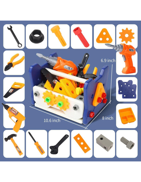 Juego de Herramientas para Niños Whimtoyland 58 PZS con Taladro
