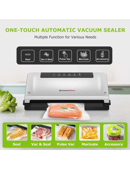 Máquina de Sellado al Vacío Bonsenkitchen VS3000 Plata 5 Modos