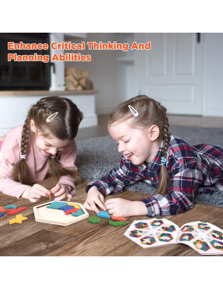 Bloques de Rompecabezas Tangram de Madera Vanmor - Juguete Educativo 60 Desafíos