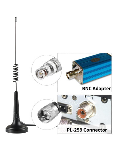 Antena CB de Base Magnética Eifagur 27MHz 33cm con Adaptador