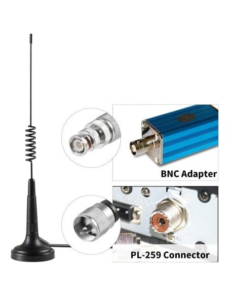Antena CB de Base Magnética Eifagur 27MHz 33cm con Adaptador