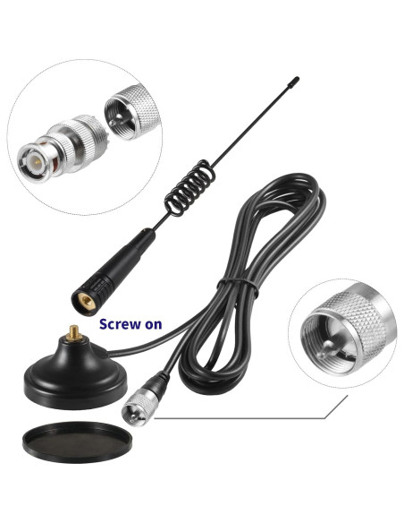 Antena CB de Base Magnética Eifagur 27MHz 33cm con Adaptador