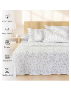 Juego de Sábanas Twin RUVANTI 100% Algodón Natural 4 Pcs 2