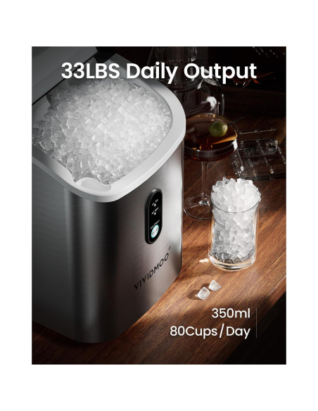 Máquina de Hielo Nugget VIVIDMOO 15,42 kg Autolimpiante