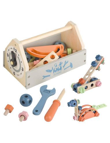 Caja de herramientas de madera Toywoo para niños 34 piezas