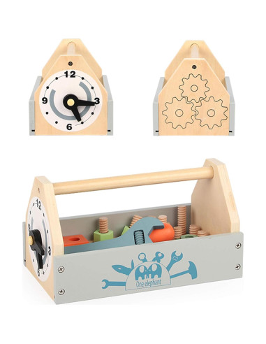 Caja de herramientas de madera Toywoo para niños 34 piezas
