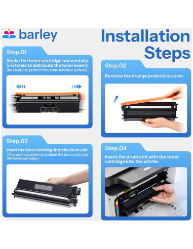 Cartucho de Tóner Super Alta Capacidad Barley TN436 - 4 Paquete