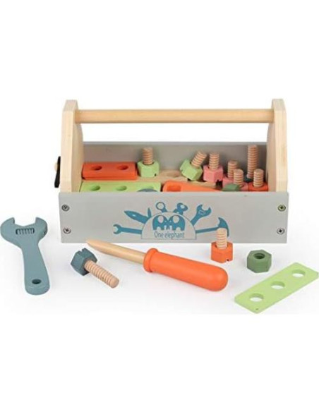 Caja de herramientas de madera Toywoo para niños 34 piezas