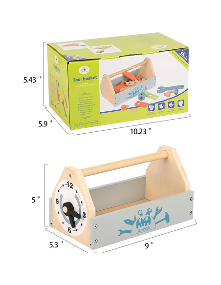 Caja de herramientas de madera Toywoo para niños 34 piezas