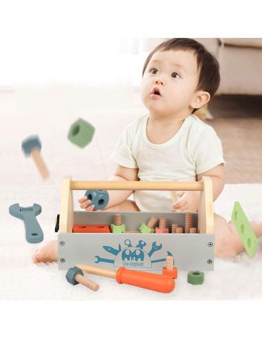 Caja de herramientas de madera Toywoo para niños 34 piezas