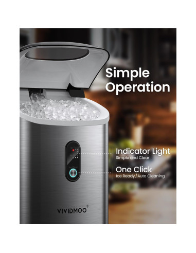 Máquina de Hielo Nugget VIVIDMOO 15,42 kg Autolimpiante