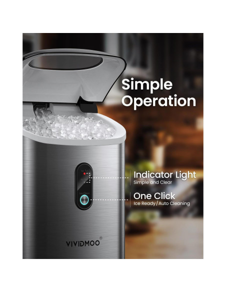 Máquina de Hielo Nugget VIVIDMOO 15,42 kg Autolimpiante