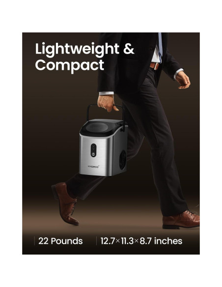 Máquina de Hielo Nugget VIVIDMOO 15,42 kg Autolimpiante