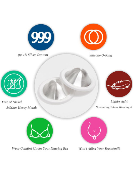 Copas de Lactancia de Plata SEEFINIX - Alivio para Pezones