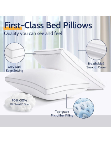 Juego de 4 Almohadas Queen ROUMEA Suave y Lavables