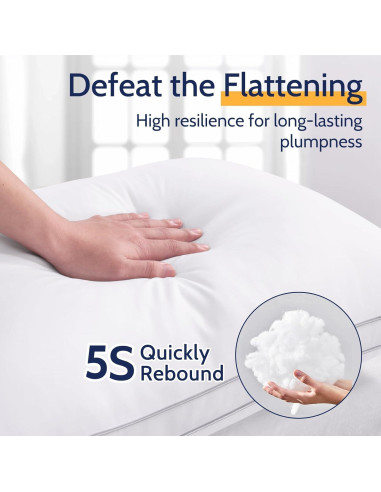 Juego de 4 Almohadas Queen ROUMEA Suave y Lavables