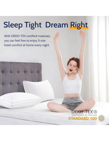 Juego de 4 Almohadas Queen ROUMEA Suave y Lavables