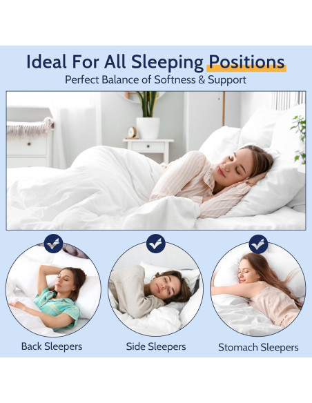 Juego de 4 Almohadas Queen ROUMEA Suave y Lavables