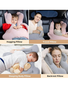 Almohada de Viaje FLORICH Rosa Ergonómica para Niños y Adultos 2