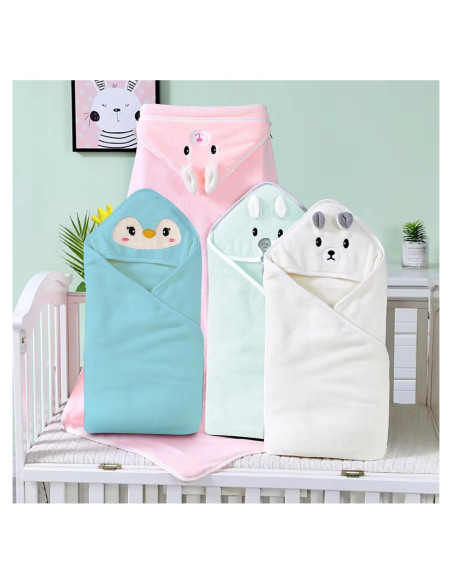 Set de 4 Toallas de Bebé con Capucha y 4 Paños de Lavado Masks by Kay Kay