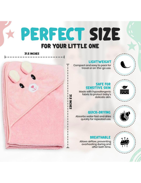 Set de 4 Toallas de Bebé con Capucha y 4 Paños de Lavado Masks by Kay Kay