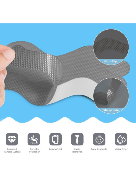 Juego de 30 Pegatinas Antideslizantes Kucucyle para Baño - Gris