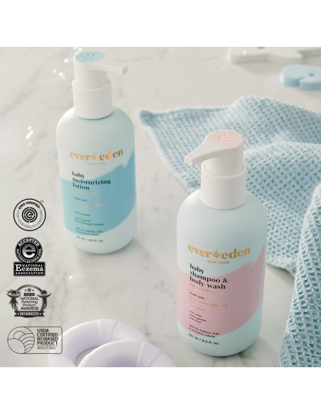 Trío de Baño para Bebés Evereden | Champú, Gel y Crema Hidratante