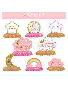 Centros de Mesa de Panal LINGTEER para Baby Shower - 8 Piezas