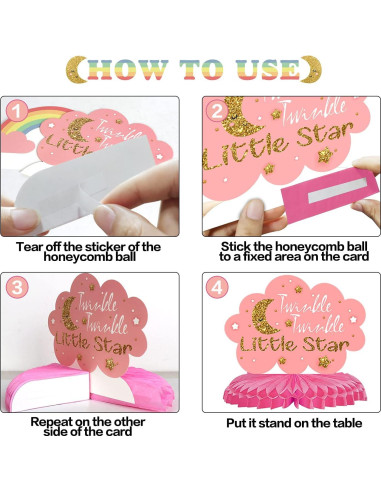 Centros de Mesa de Panal LINGTEER para Baby Shower - 8 Piezas