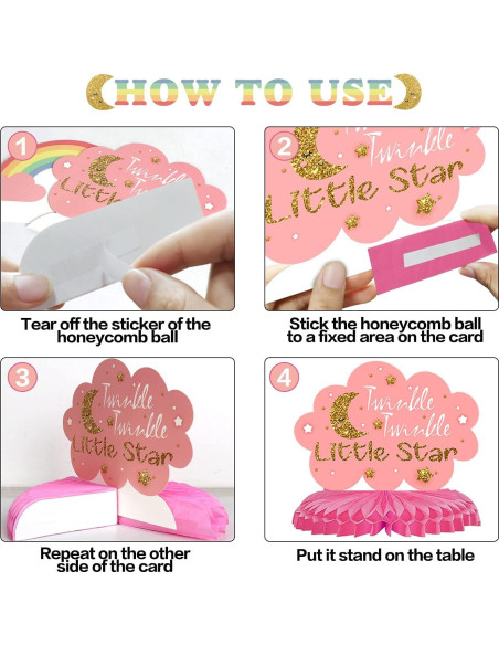 Centros de Mesa de Panal LINGTEER para Baby Shower - 8 Piezas