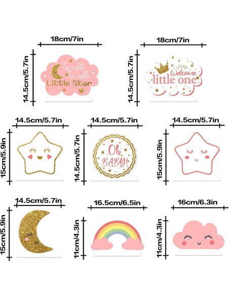 Centros de Mesa de Panal LINGTEER para Baby Shower - 8 Piezas