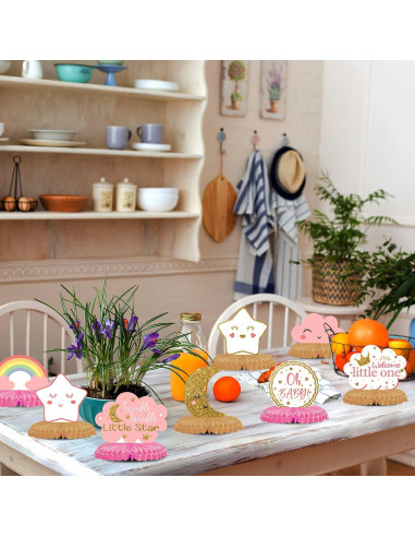 Centros de Mesa de Panal LINGTEER para Baby Shower - 8 Piezas