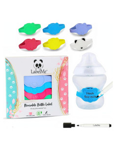 Etiquetas de Silicona Reutilizables para Botellas - Panda Multicolor