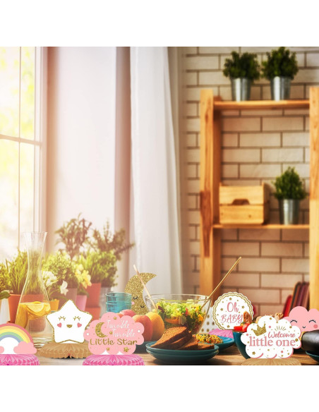 Centros de Mesa de Panal LINGTEER para Baby Shower - 8 Piezas