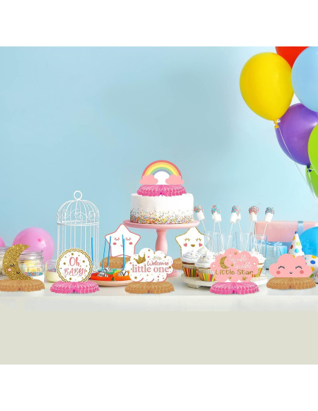 Centros de Mesa de Panal LINGTEER para Baby Shower - 8 Piezas