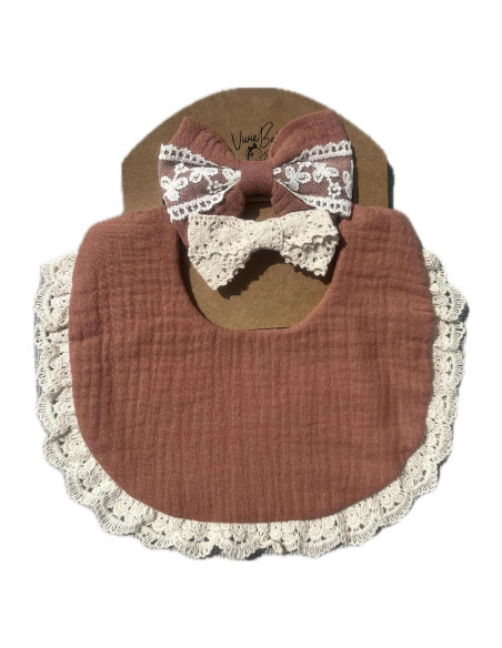 Conjunto de Regalo para Niña - Babero de Muselina y Lazos