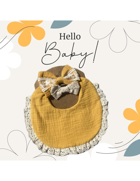 Conjunto de Regalo para Niña - Babero de Muselina y Lazos