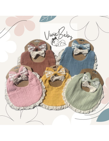 Conjunto de Regalo para Niña - Babero de Muselina y Lazos