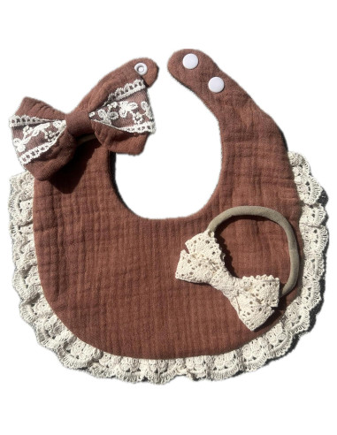 Conjunto de Regalo para Niña - Babero de Muselina y Lazos