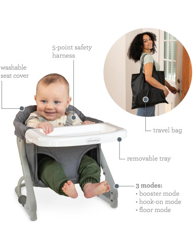 Asiento Elevador de Viaje Infantino 204009-00 Gris, 1.81 kg