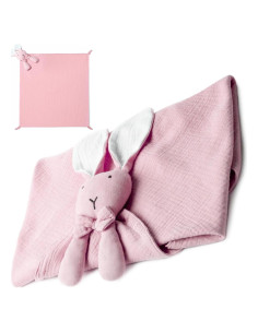 Manta Lovey para Bebé Mivtleer Conejito Rosa 61x61 cm Algodón Orgánico