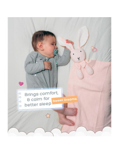 Manta Lovey para Bebé Mivtleer Conejito Rosa 61x61 cm Algodón Orgánico 2