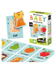Tarjetas Flash Montessori Headu para Bebés 1-3 Años - Aprendizaje
