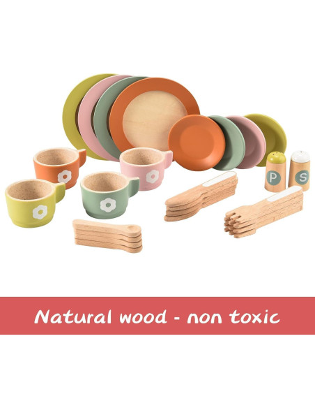 Juego de Cocina de Madera Giant Bean 27 Piezas para Niños