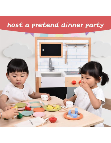 Juego de Cocina de Madera Giant Bean 27 Piezas para Niños