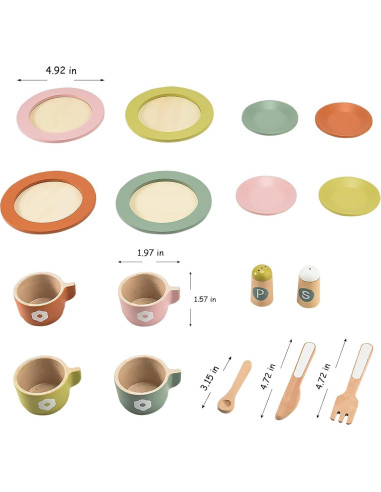 Juego de Cocina de Madera Giant Bean 27 Piezas para Niños