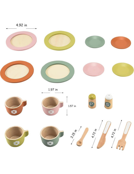 Juego de Cocina de Madera Giant Bean 27 Piezas para Niños