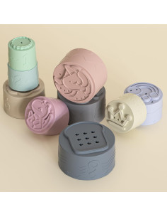 Set de 9 Tazas Apilables de Silicona para Bebés - Juguete Sensorial 2