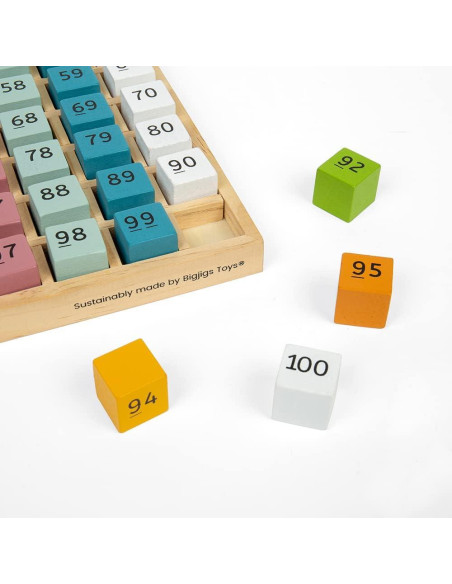 Bandeja de Conteo de Números Bigjigs Toys - 100 Piezas de Madera FSC